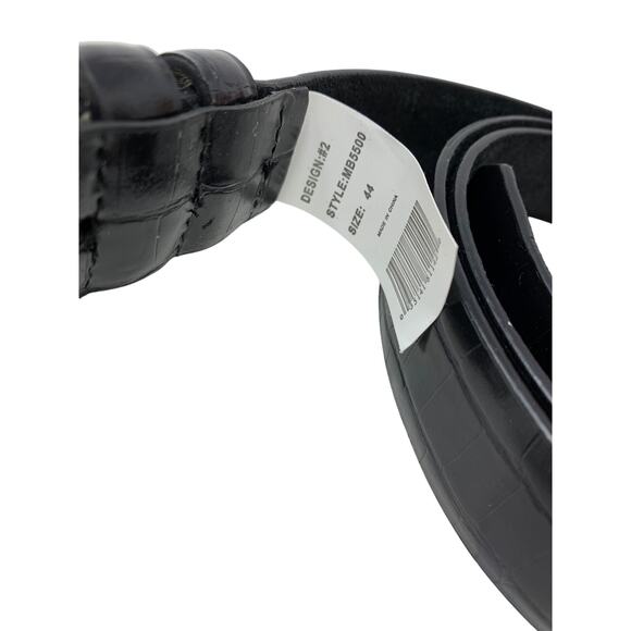 Tru Fit Black Genuine Leather Belt Mens Size 44 Croc Embossed NEW - Picture 4 of 4